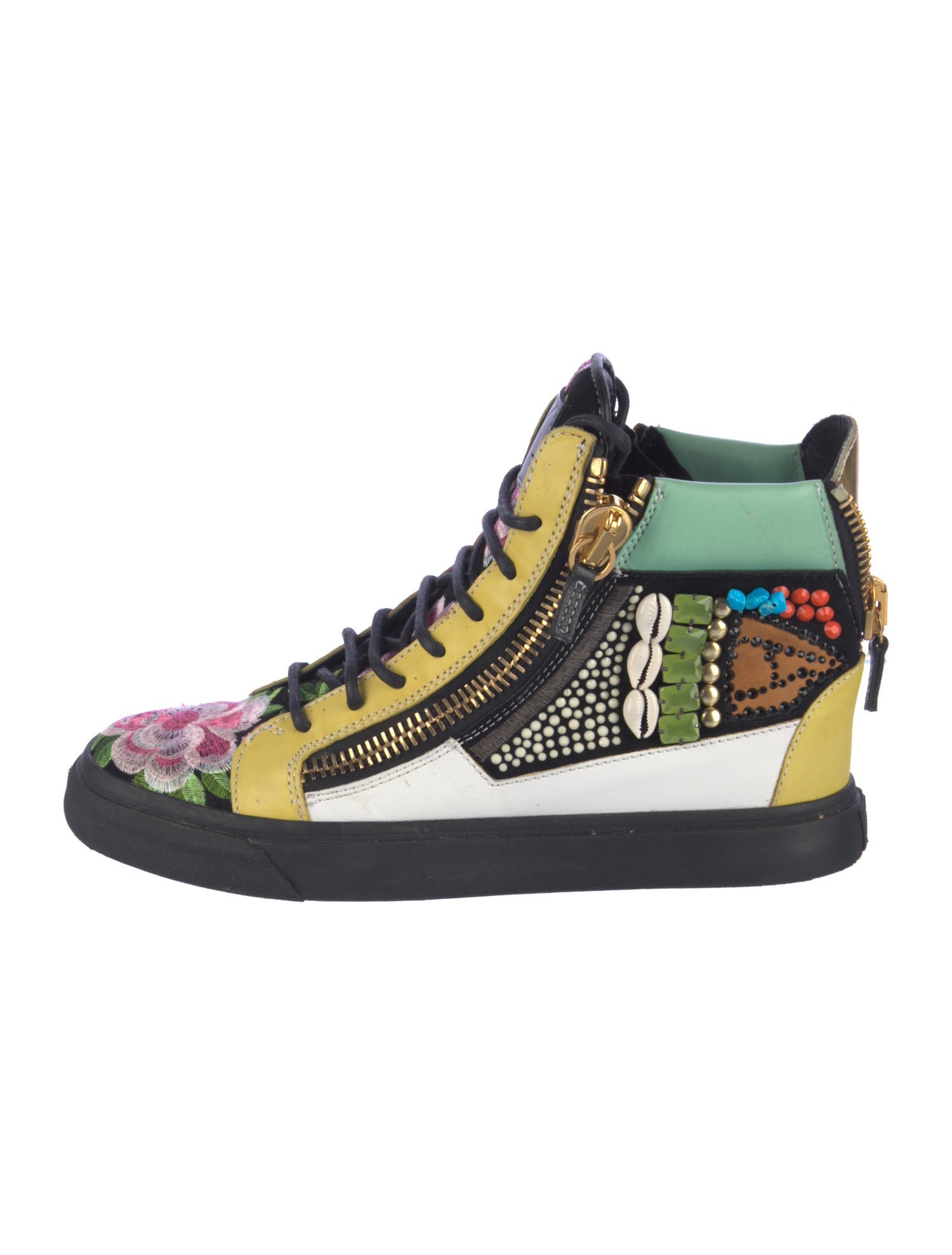 Giuseppe Zanotti Leather Floral Print Sneakers